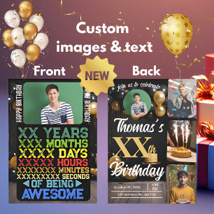 Invitation Retro Vintage années personnalisées Jours Annivers