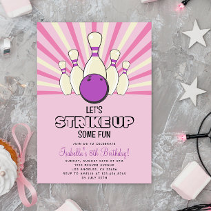 Invitation Retro Vintage Bowling Anniversaire de enfant Party