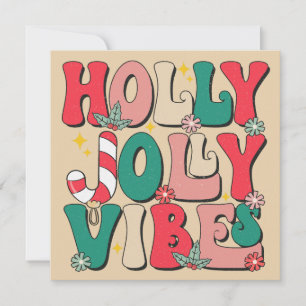 Invitation Retro Vintage Christmas Holly Jolly Vibes Party
