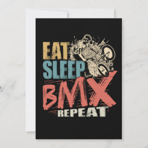 Invitation Retro Vintage Manger Sleep BMX Répéter Cool BMX Ri