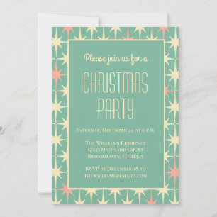 Invitation Retro Vintage Mid Century Moderne Étoiles Turquois
