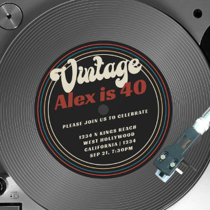 Invitation Retro Vintage Vinyl Record Photo Anniversaire