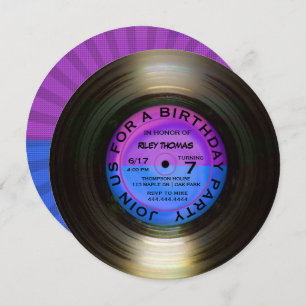 Invitation Retro Vinyl Album Disco Style Anniversaire Fête In