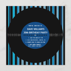 Invitation Retro Vinyl Record l Modern Birthday Party Invitat