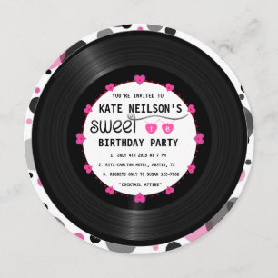 Invitation Rétro Vinyl Record l Modern Chic Sweet 16 B'day