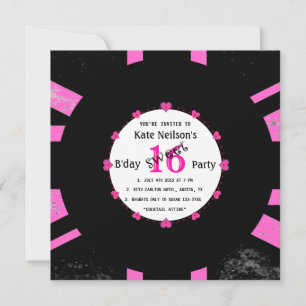 Invitation Rétro Vinyl Record l Modern Sweet 16 B'day