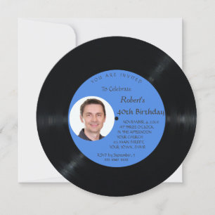 Invitation Retro Vinyl Record Musique Homme 40 Photo Annivers