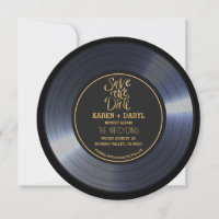Retro Vinyl Record Noir Mariage Enregistrer la Dat