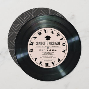 Invitation Retro Vinyl Record Pink Graduation