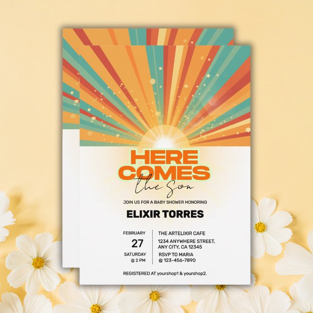 Invitation Retro Voici L'Invitation Du Fils Baby shower (Créateur téléchargé)