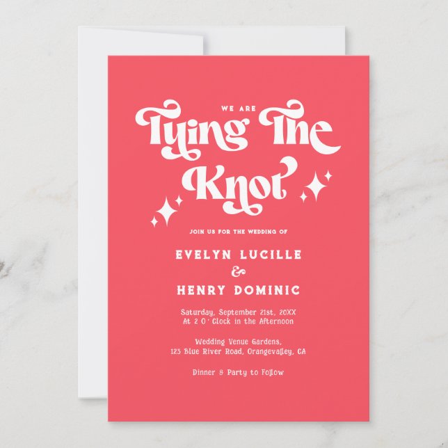 Invitation Retro We are Tying the knot Red Wedding (Devant)
