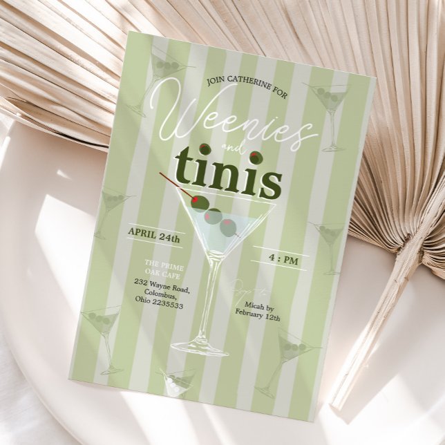 Invitation Retro Weenies et Tinis Enterrement de Vie de Jeune (Créateur téléchargé)