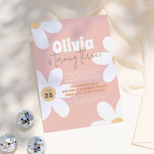 Invitation Retro Wild Daisy Boho Super Girl Anniversaire Fête