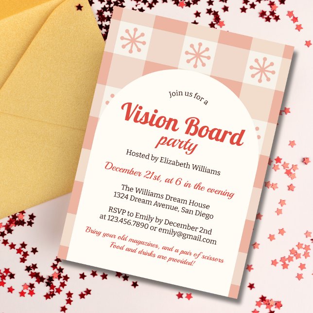 Invitation Rétro Winter Snowflakes Dream Vision Board Party (Retro Winter Snowflakes Dream Vision Board Party Invitation)