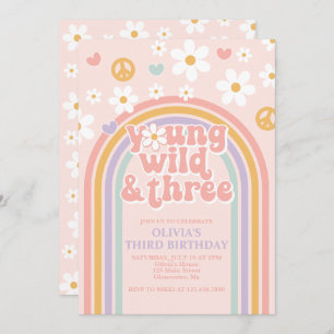 Invitation Retro Young Wild et Three Rainbow 3e anniversaire
