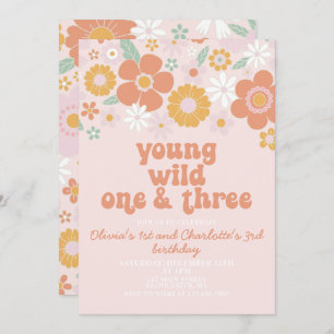Invitation Retro Young Wild One and Three