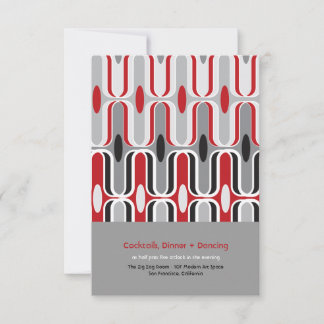 Invitation Retro Zig Zag Motif Art moderne Réception de maria