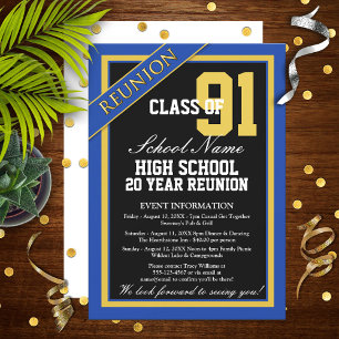 Invitation Retrouvailles au lycée classique bleu et or