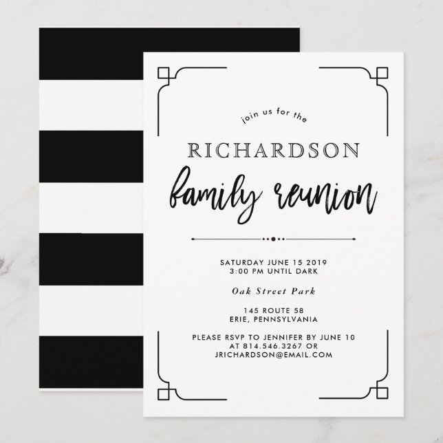 Invitation Retrouvailles de la famille noire et blanche (Devant / Derrière)