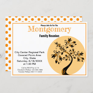 Invitation Retrouvailles familiales Art moderne Orange et Arb
