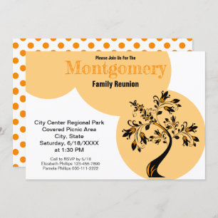 Invitation Retrouvailles familiales modernes Orange Fleur Arb