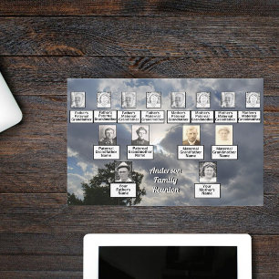Invitation Retrouvailles familiales Nuages de 3 générations e