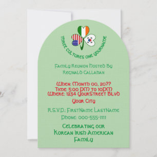 Invitation Réunion aux drapeaux coréen, irlandais et américai