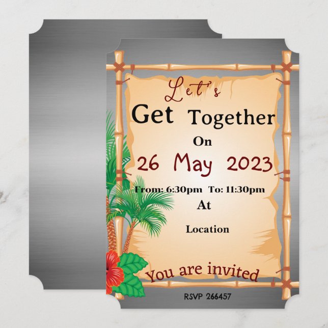 Invitation Réunion côté plage (Devant / Derrière)