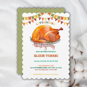 Invitation Réunion de bébé Fête de Thanksgiving à la dinde