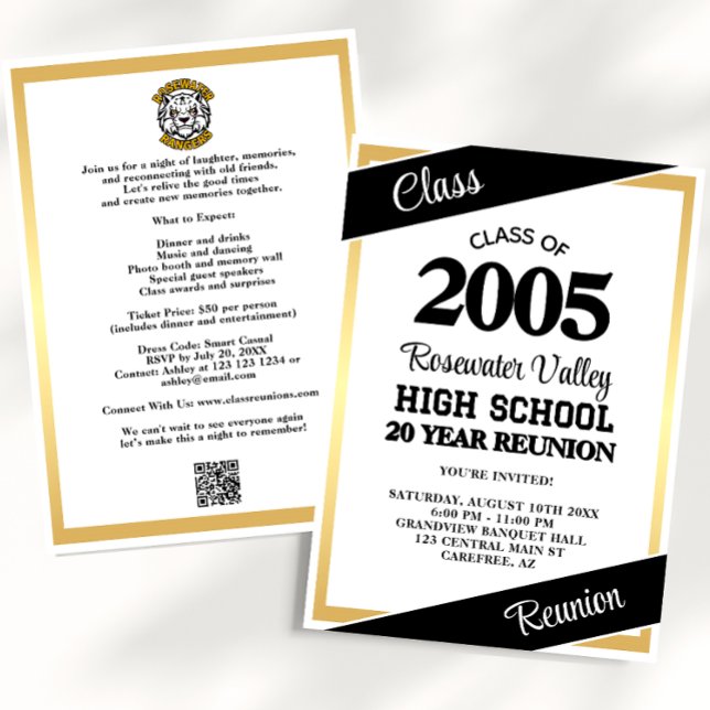 Invitation Réunion de classe de la mascotte Black Gold (Créateur téléchargé)