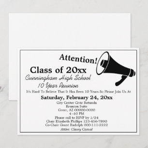 Invitation Réunion de classe du lycée minimaliste noir et bla