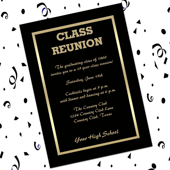 Invitation Réunion de classe secondaire en noir (Créateur téléchargé)