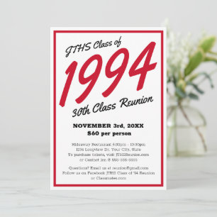 Invitation Reunion de classe secondaire simple personnalisée