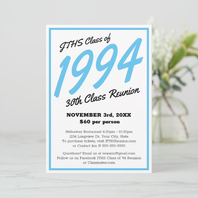 Invitation Reunion de classe secondaire simple personnalisée (Debout devant)