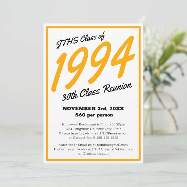 Invitation Reunion de classe secondaire simple personnalisée (Debout devant)