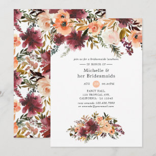 Invitation Réunion de demoiselles d'honneur aquarelle Bordo P
