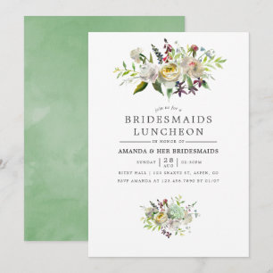 Invitation Réunion de demoiselles d'honneur aux fleurs vert s