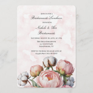 Invitation Réunion de demoiselles d'honneur aux pivoines rose