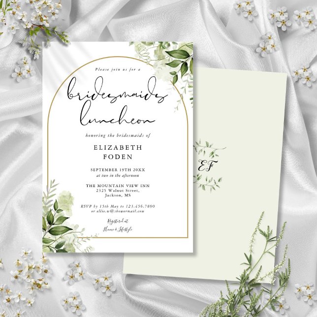 Invitation Réunion de demoiselles d'honneur sous l'arche de v (Greenery Gold Arch Bridesmaids Luncheon Invitation)