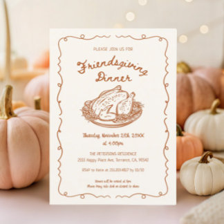 Invitation Réunion de dîner de Friendsgiving