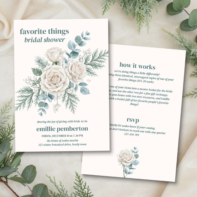 Invitation Réunion de douche de mariage sur le thème de la ve (Favorite Things Winter Bridal Shower Invitation by Darling & May)
