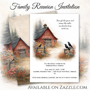 Invitation Réunion de famille à la ferme Red Barn Crows
