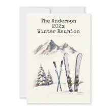 Réunion de famille à la montagne enneigée aquarell