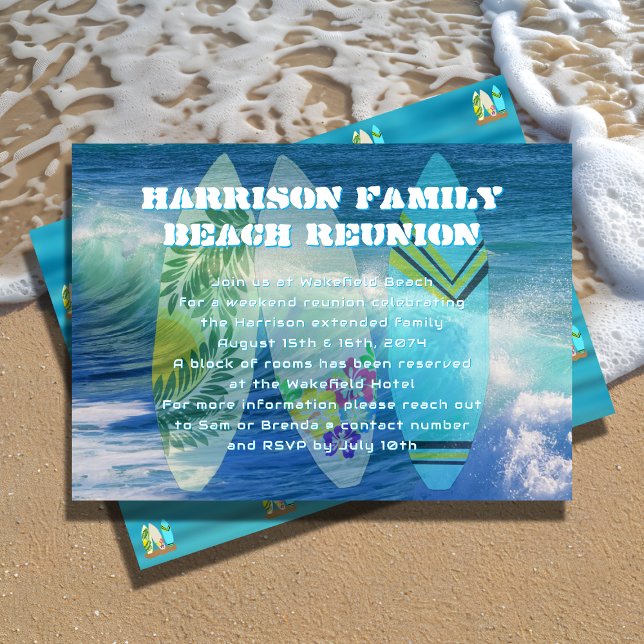 Invitation Réunion de famille à la plage de surf (Créateur téléchargé)