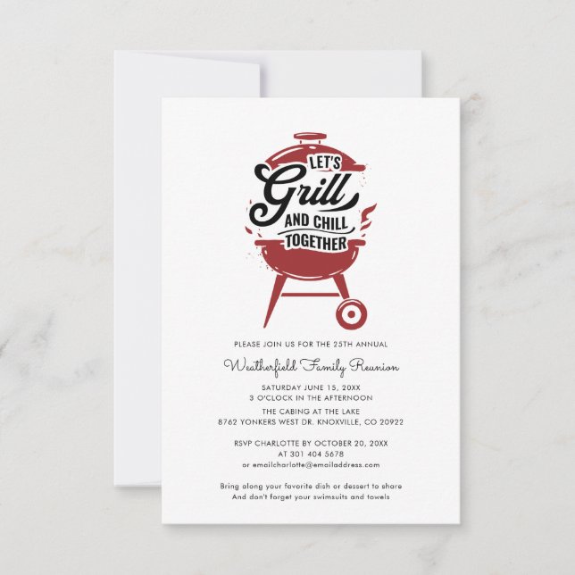 Invitation Réunion de famille annuelle BBQ Party d'été (Devant)