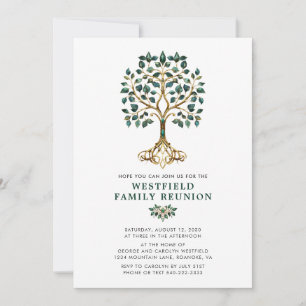 Invitation Réunion de famille Arbre de vie émeraude