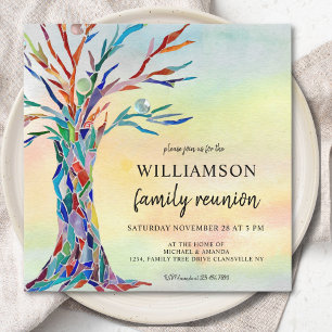 Invitation Réunion de famille Arbre généalogique coloré