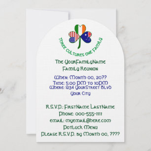 Invitation Réunion de famille Australian Irish USA Shamrock
