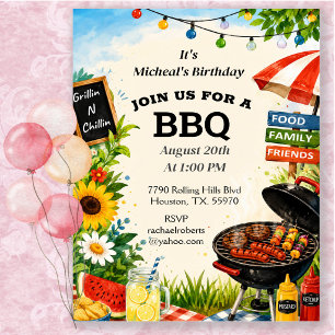 Invitation Réunion de famille barbecue de jardin d'été
