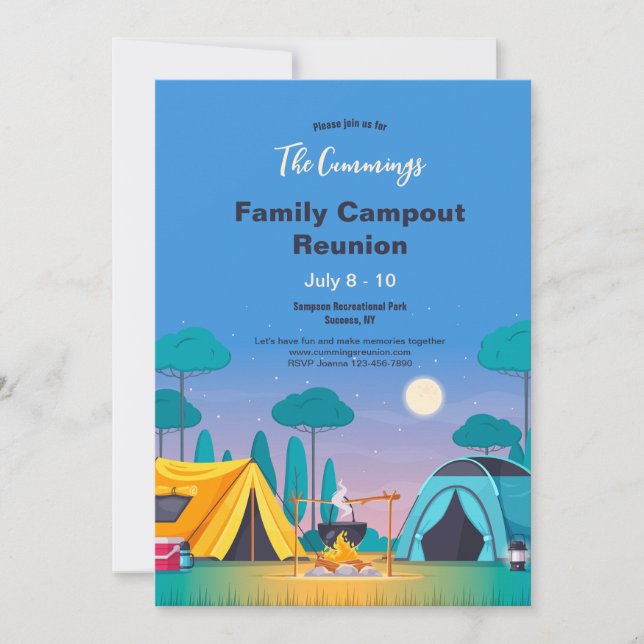 Invitation Réunion de famille Camping  (Devant)